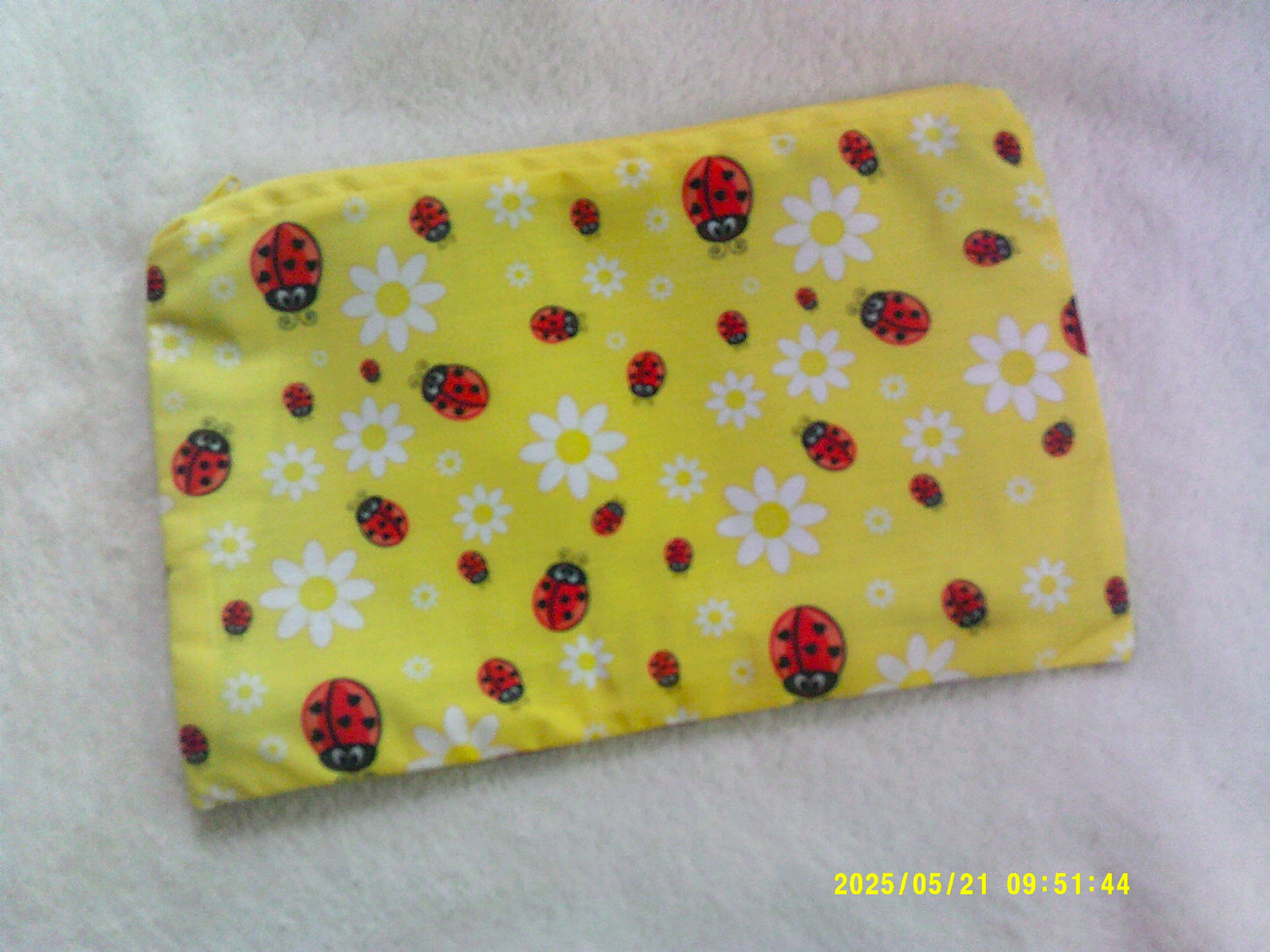 Zipper pouch, Yellow Ladybirds & Flowers