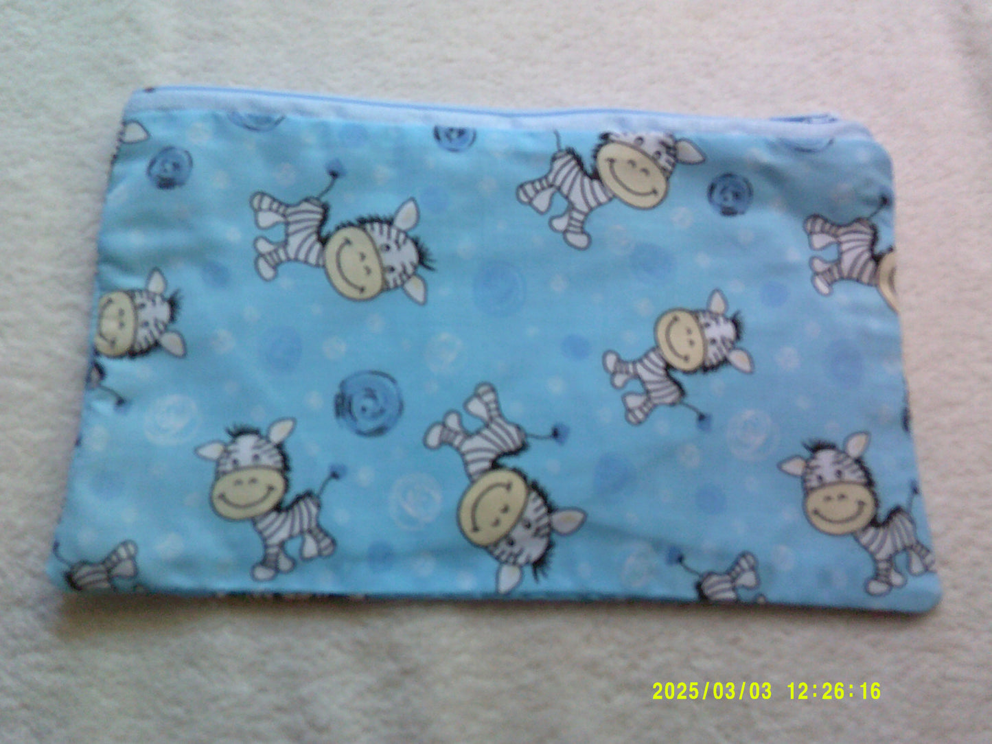 Pencil Case Zebras on Blue
