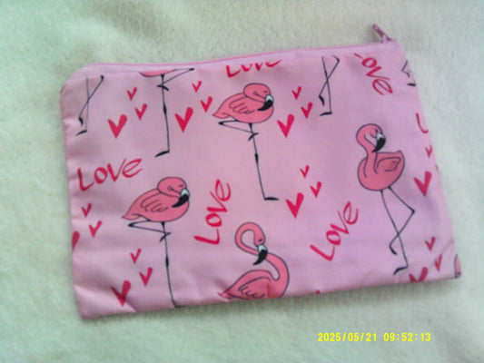 Zipper pouch, Flamingo love