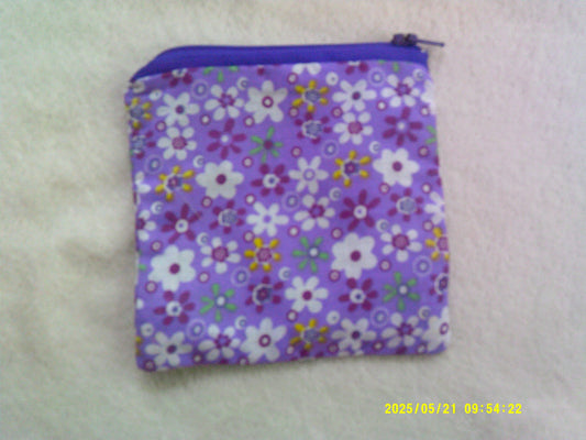 Coin purse , Purple flowers