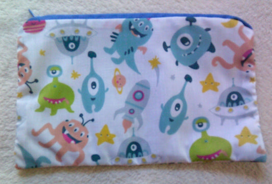 Pencil Case Space Monsters on White